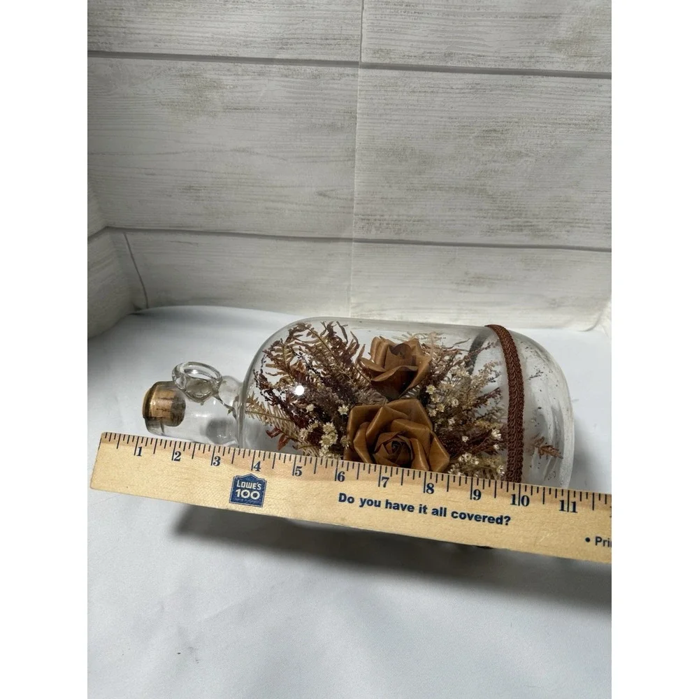 Vintage Bowl O Beauty Plant In A Bottle , Mcm ,‎ Brown Floral Made In Thailand